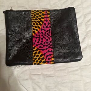 Multicolor leather clutch